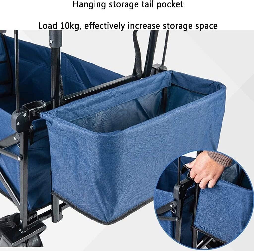 Outdoor Folding Utility Wagon with Removable Canopy, Heavy Duty Garden Trolley, Adjustable Handle, 85kg Load Capacity for Camping, Shopping & Festivals