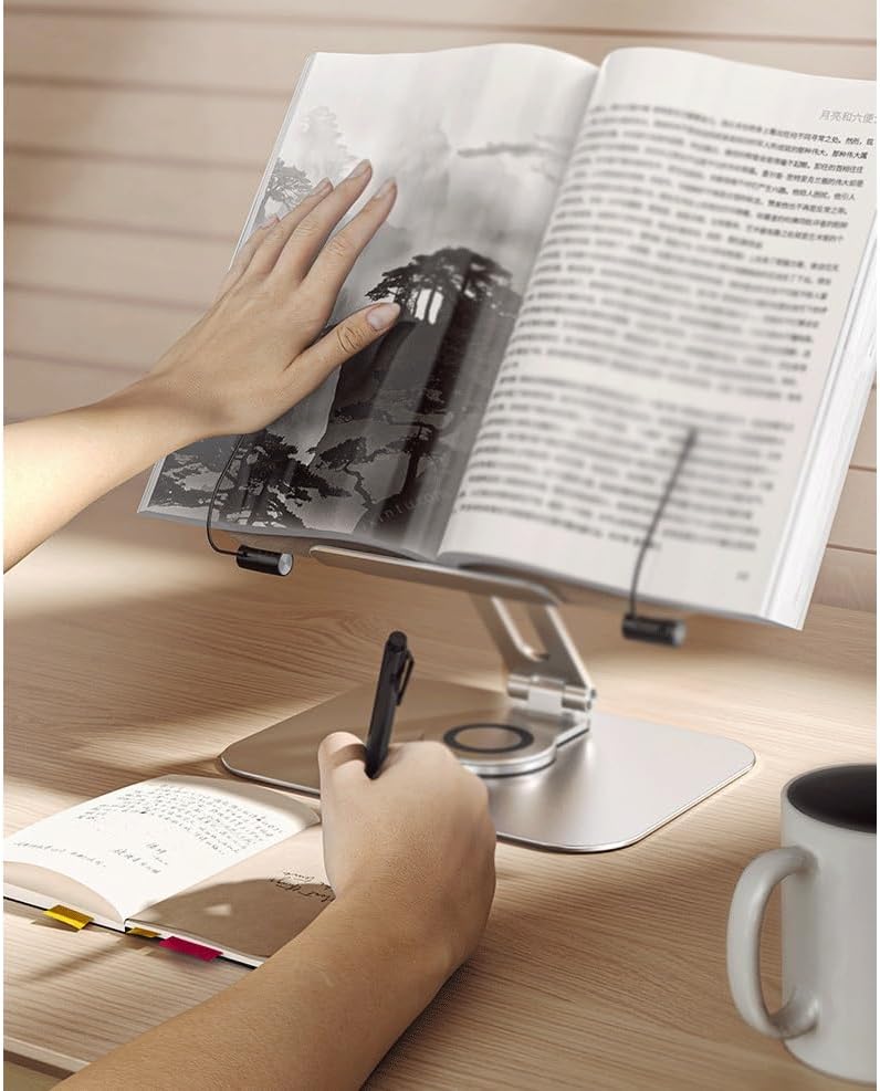 360 Degree Rotating Reading Rack Desktop Lifting Student Bookshelf Aluminum Alloy