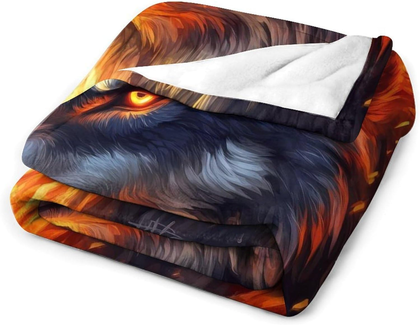 Fire Wolfs Flag of USA Throw Blanket for Couch Bed Plush Cozy Fuzzy Flannel Blanket for All Season 50"x60"