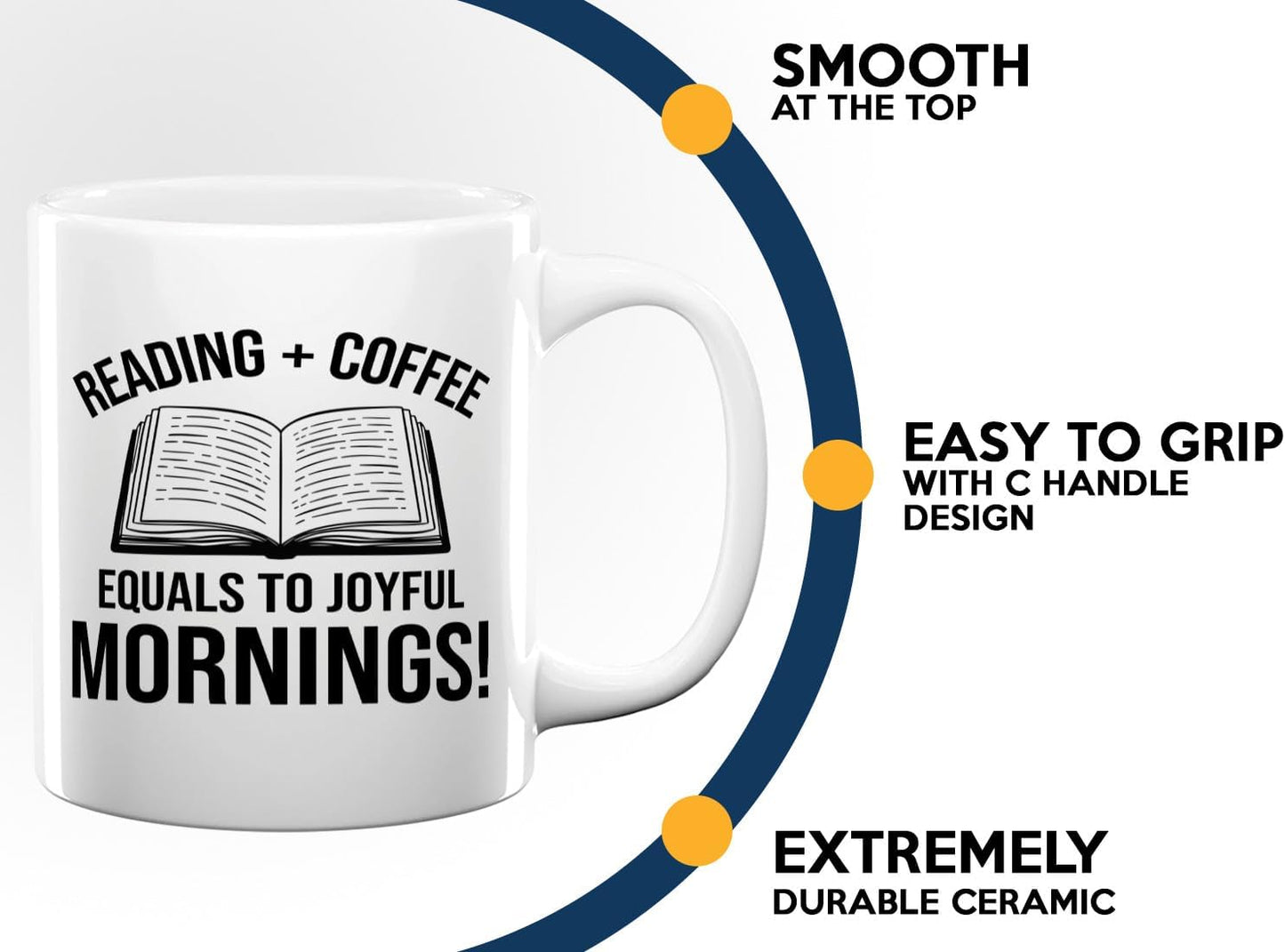 Book Lover Coffee Mug 11oz White -Reading Coffee equals - Bookworm Literature Library Book Lover Reader Booked Editor Intellectual Studious