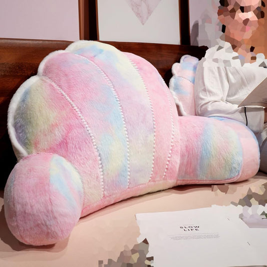 Cute Bed Backrest Pillow with Arms Soft Plush Chair Lumbar Pillow Sofa Rest Reading Pillow Office Chair Back Pillow (Pink, 70×55CM/27.56"×21.56"(for Bed))