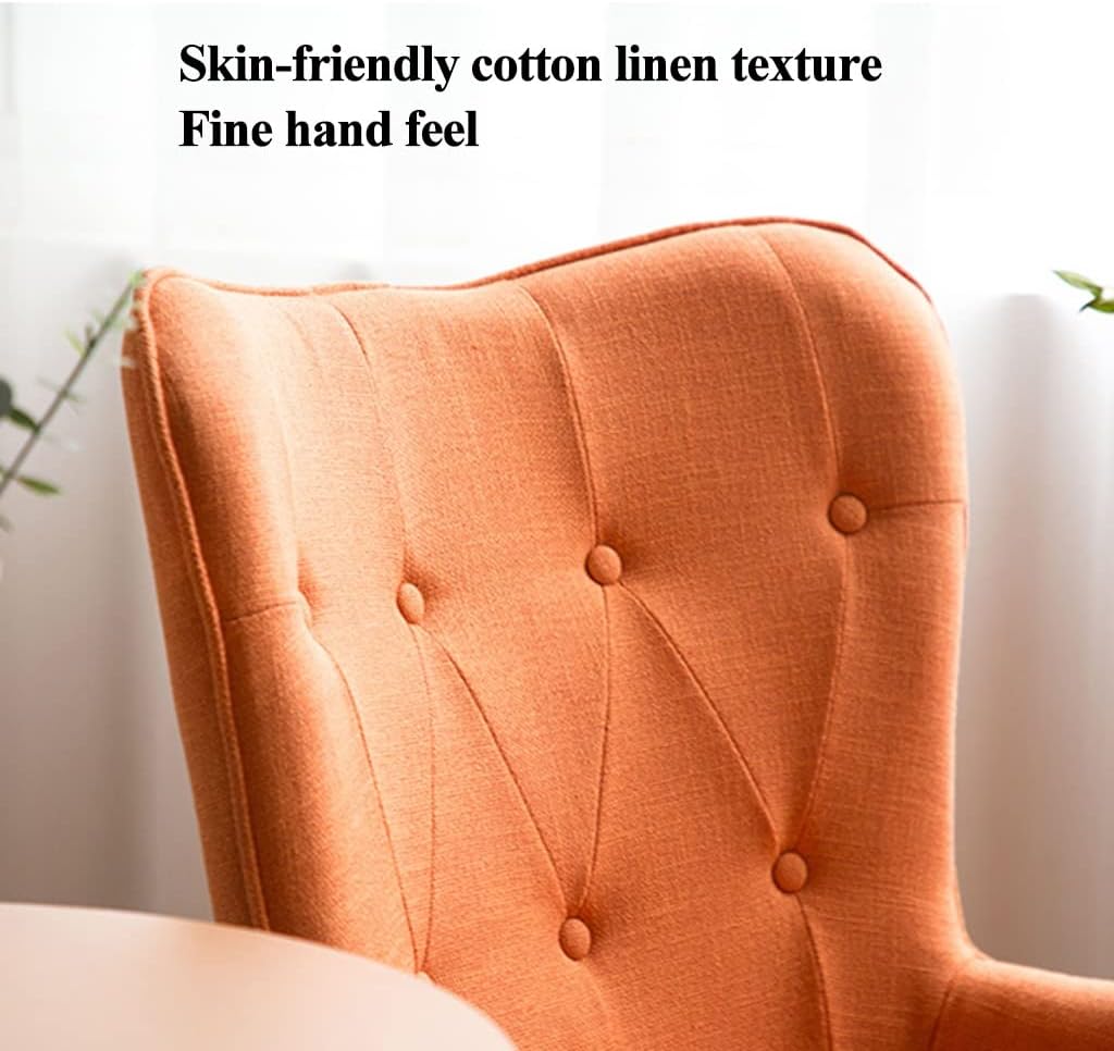 LSLYTQ Mid-Century Fabric Rocking Chair, Solid Wood Loung Rest Chair, Lazy Backrest Chair, Comfortable Rocking Armchair, Solid Hardwood Metal Base