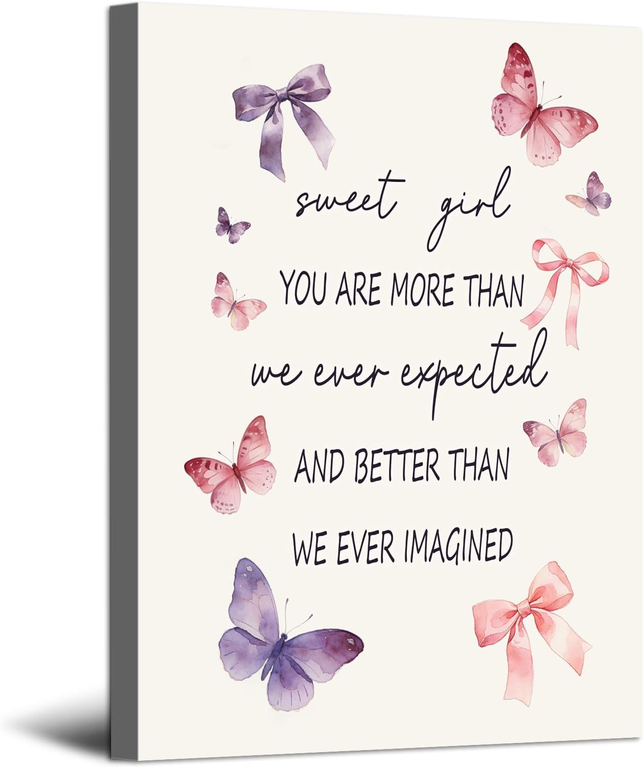 Gardenia Art Inspirational Canvas Wall Art Sweet Girl You Are More Than We Ever Expected Pictures Poster Aesthetic Room Decor for Girly Preppy Dorm Bedroom Bathroom Home Decoration, 11x14 Inch Framed