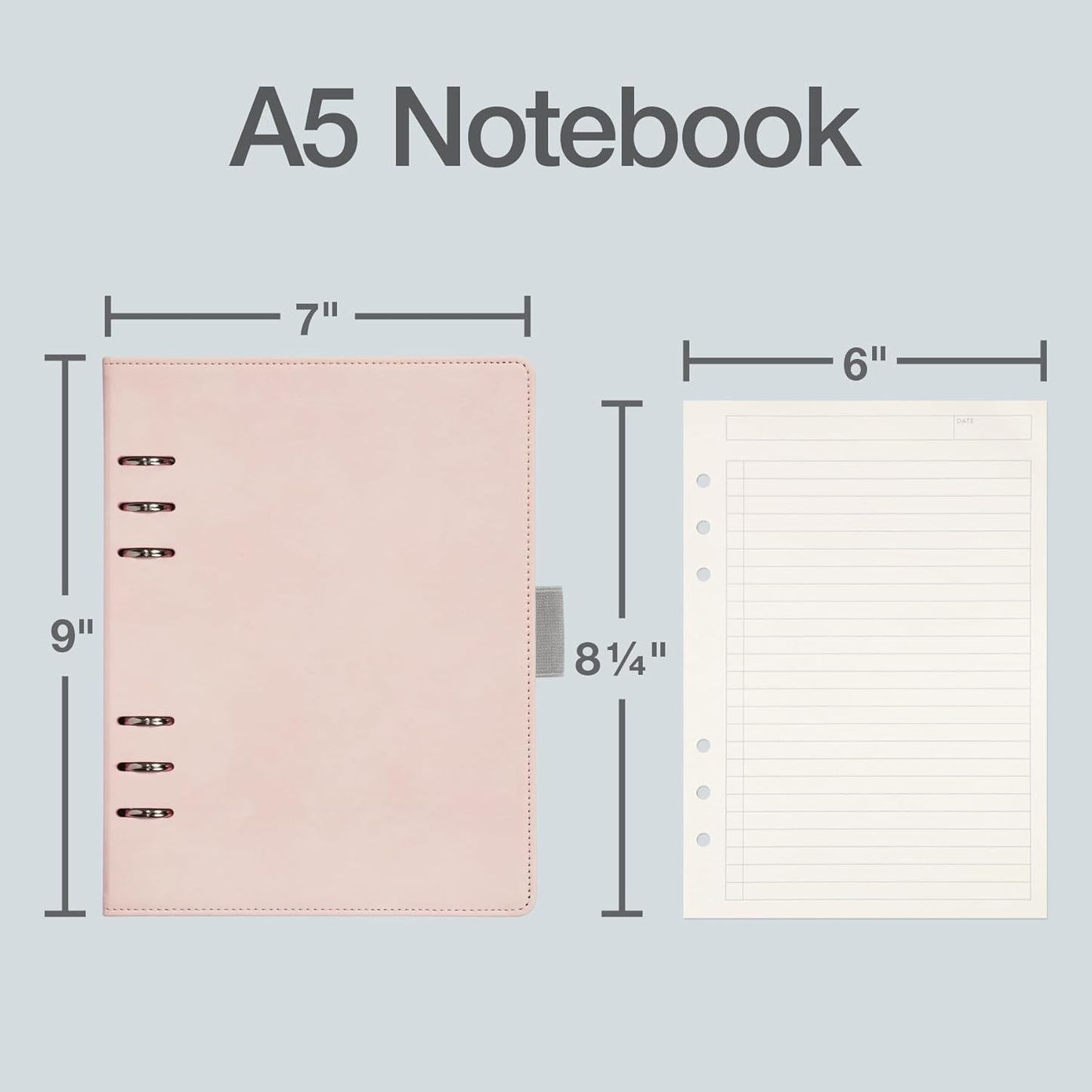 Oxford 6-Ring Professional Notebook, 7 x 9 Inch, Refillable Notebook, Writing Journal, Ivory Paper, 100 Sheets, Blush Pink Faux Leather Cover (90005)