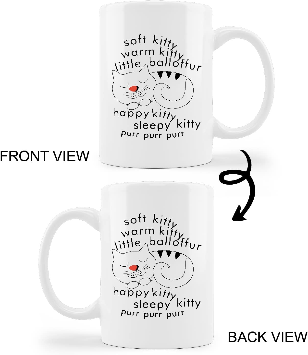Kunlisa Soft Kitty Warm Kitty Little Balloffur Ceramic Mug - 11oz Coffee Milk Tea Mug Cup, Gifts For Cat Lovers, Pet Lovers