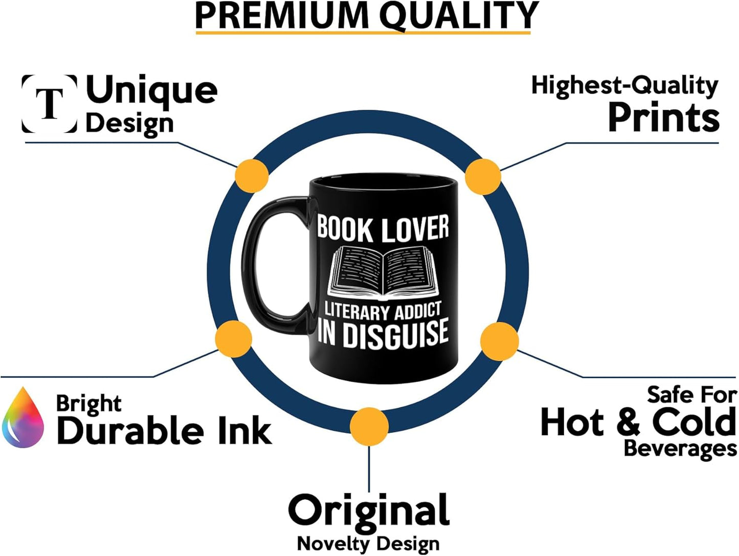 Book Lover Coffee Mug 11oz Black -Book Lover Literary - Bookworm Literature Library Book Lover Reader Booked Editor Intellectual Studious