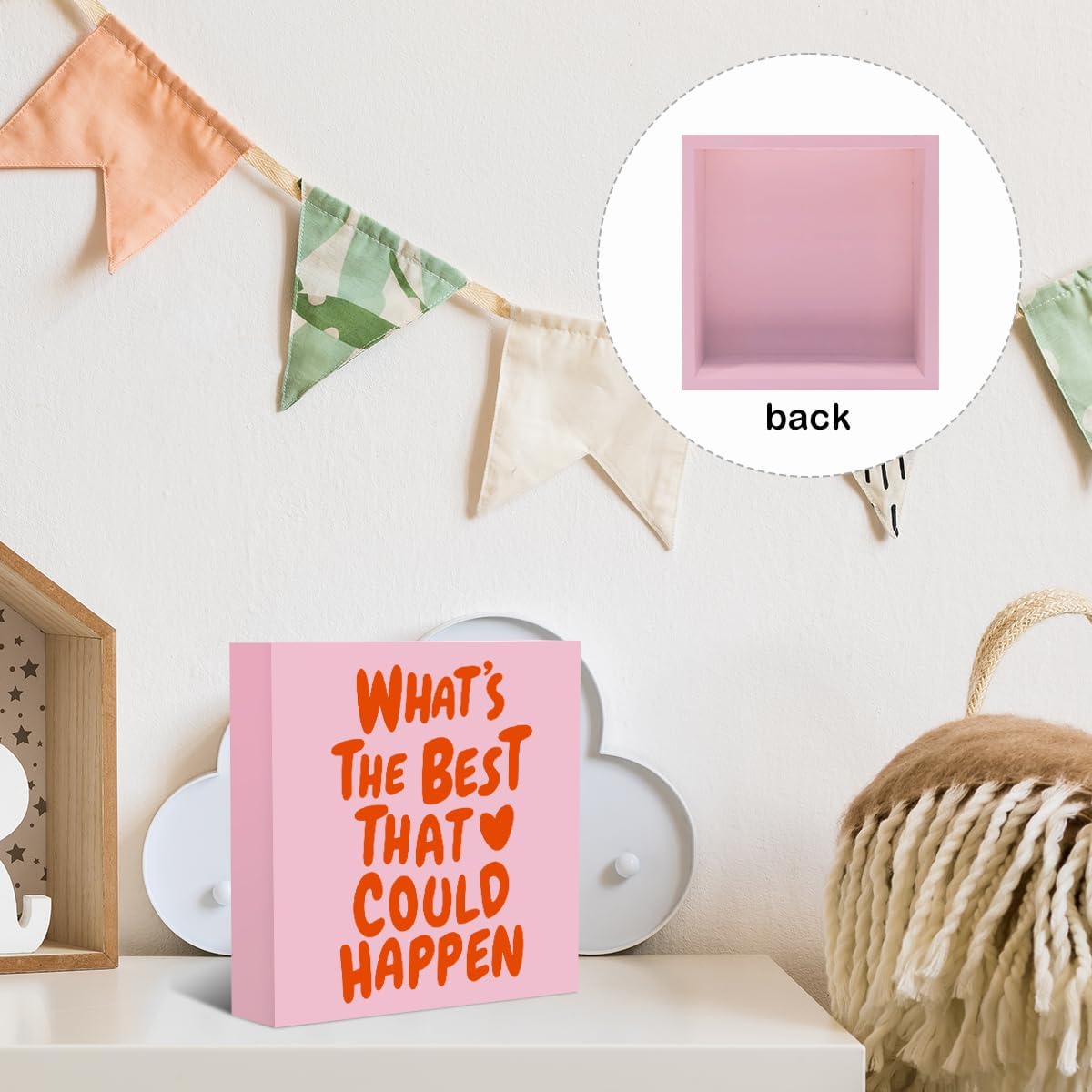 Pink Preppy Wooden Box Sign Inspirational Positive Affirmations Aesthetic Decorative signs, Wood Box Sign Preppy Stuff Classroom Bedroom Girls Room Home Decor Wall Art Christmas Birthday Gifts