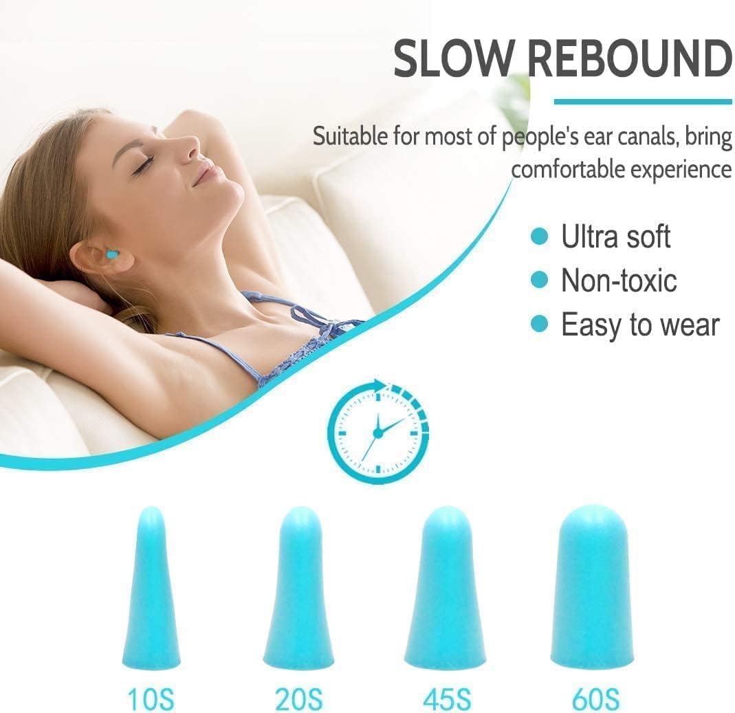 60 Pairs Soft Foam Earplugs, Noise Cancelling Earplugs, 38dB Highest SNR, EarPlugs for Sleeping Noise Cancelling, Comfortable Hearing Protection Foam Earbuds for Sleep, Snoring, Work, Lound Noise