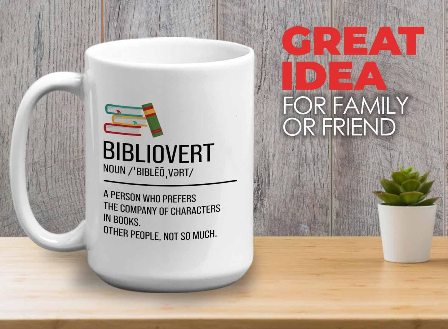 Bubble Hugs Book lovers Coffee Mug 15oz White - Bibliovert Definition - Author Writer Book Library Editor Introvert Lovers Cat Chill Relax Bookworm Reading