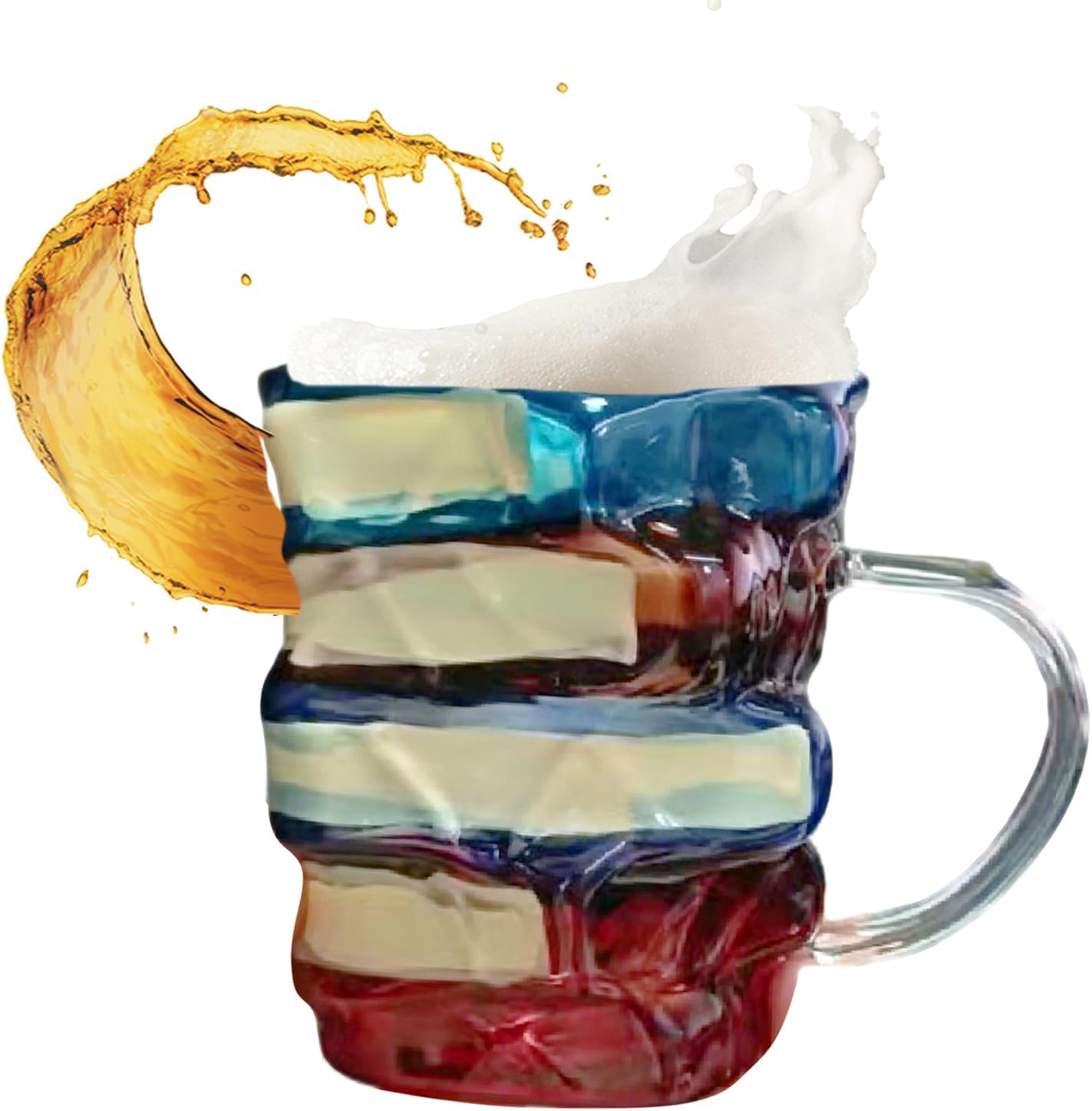 Book Coffee Mug, Painted Glass Bookish Coffee Cup, Colorful Cute Beverage Holder for Readers Women Teachers Literature Lovers Bookworm Friends Family Men Enthusiasts