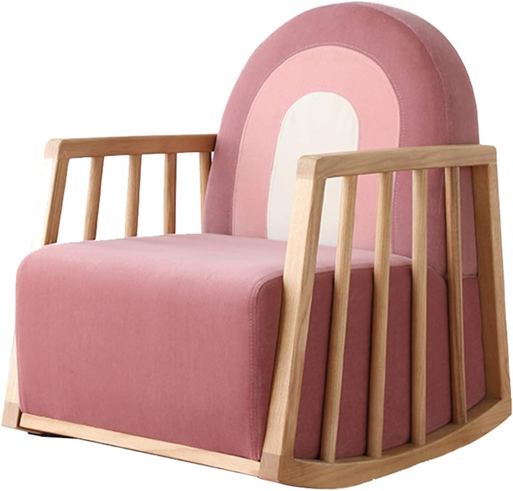 Couch Armchair for Gilrs Creative Rainbow Reading Corner Sofa Chair for Boys and Girls Cute Cartoon Comfortable Flannel Rocking Chair Easy Assembly (Color : Blue Size : 655000cm) (Pink+Primary Color