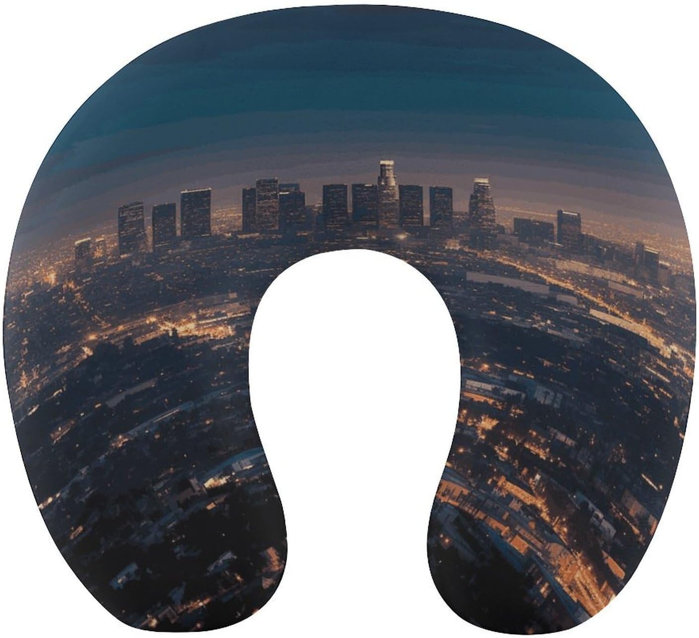 Los Angeles Skyline Neck Pillow Memory Foam U Shaped Pillows Portable Pillows for Shoulder Travel Head Support Pillow with Concealed Zipper for Airplane Car Home Office