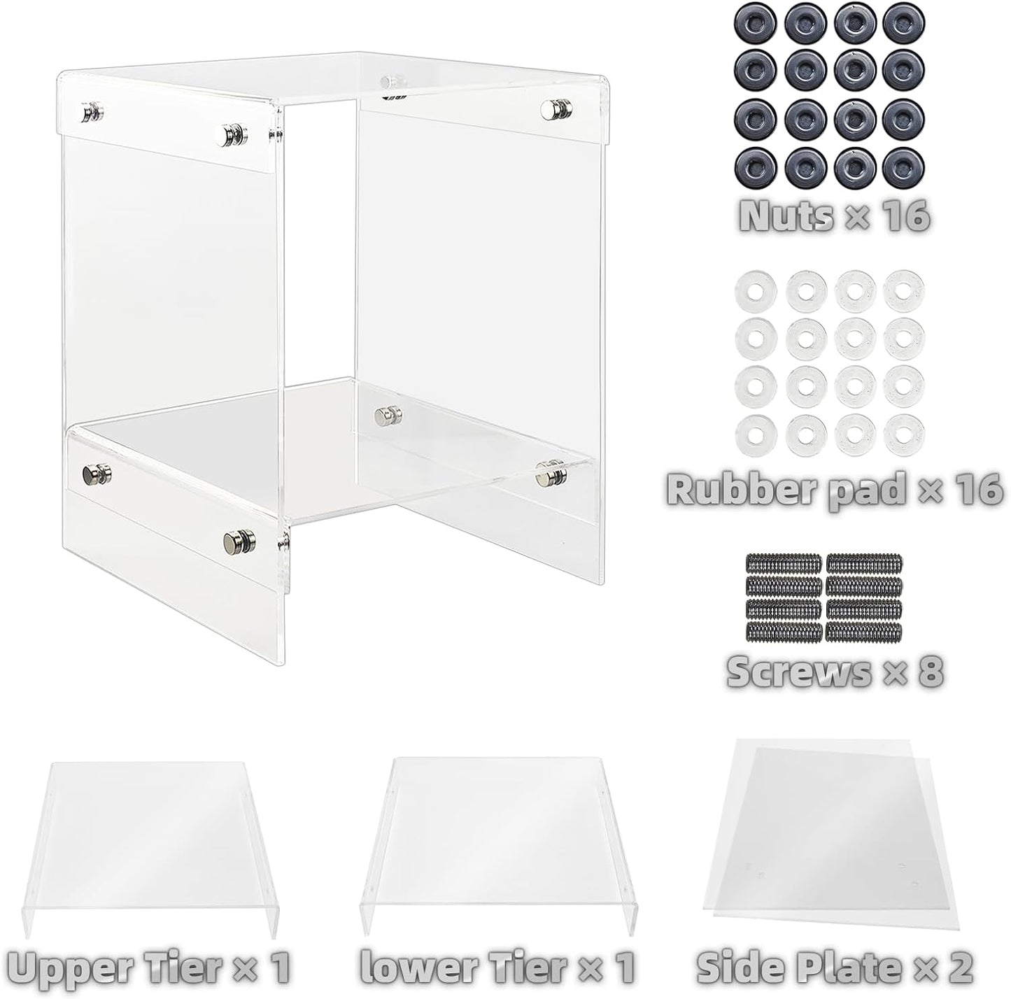 Small Acrylic End Table,Acrylic Side Table for Small Space,Transparent Bedside Table for Office,Clear Nightstand End Table with Storage Shelf for Living Room Bedroom Store(11.9x11.9x15.74)