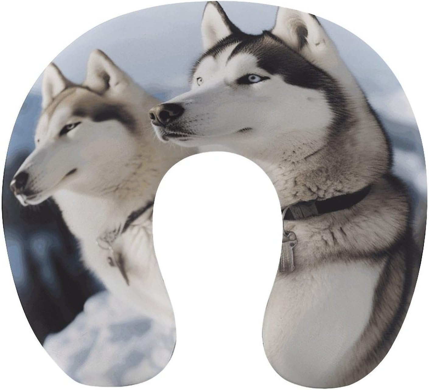 Husky Dogs Neck Pillow Memory Foam U Shaped Pillows Portable Pillows for Shoulder Travel Head Support Pillow with Concealed Zipper for Airplane Car Home Office
