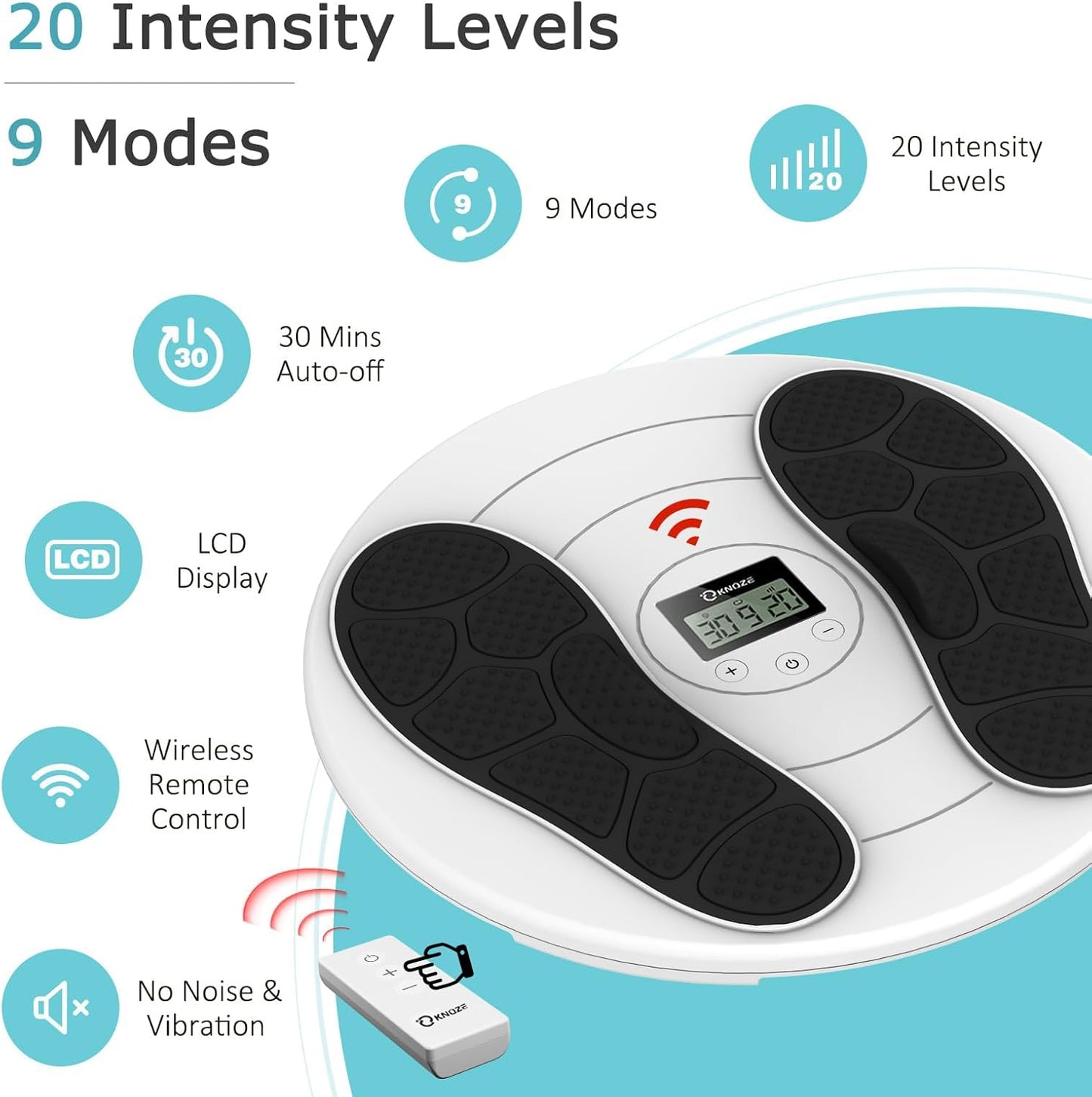 KNQZE Foot Massager for Neuropathy, TENS + EMS Foot Stimulator for Circulation, 10 Modes + 20 Intensities, Wireless Remote, Neuropathy Pain Relief for Feet, Plantar Fasciitis, Gifts for Mom & Dad