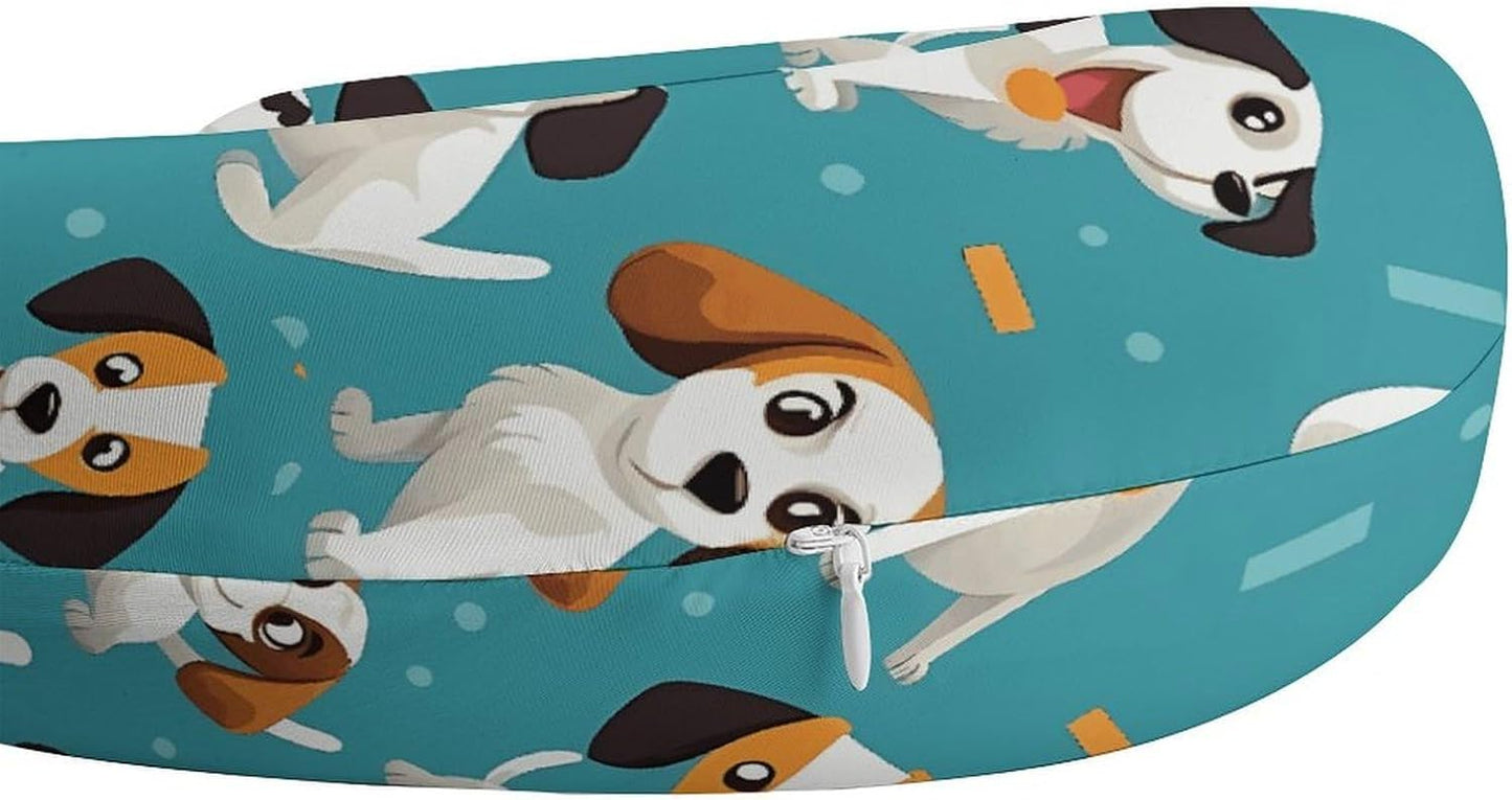 Cartoon Dog Neck Pillow Memory Foam U Shaped Pillows Portable Pillows for Shoulder Travel Head Support Pillow with Concealed Zipper for Airplane Car Home Office