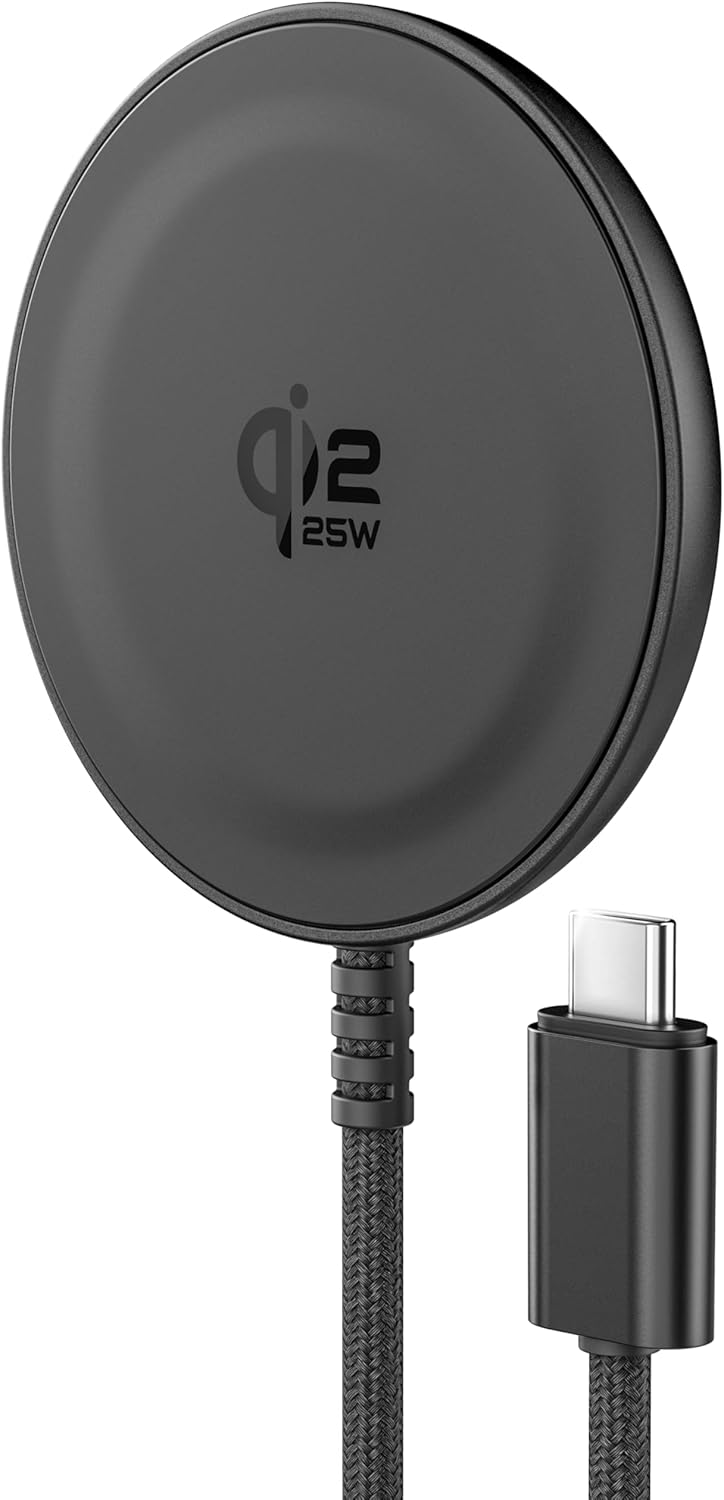 Galvanox Qi2.2 Certified 25W Magnetic Wireless Charger for Samsung (2-Pack), Fast Charging 2.0 for Galaxy S25, S26 Ultra, Android and iPhone Models, Compatible with MagSafe, Black (6Ft)