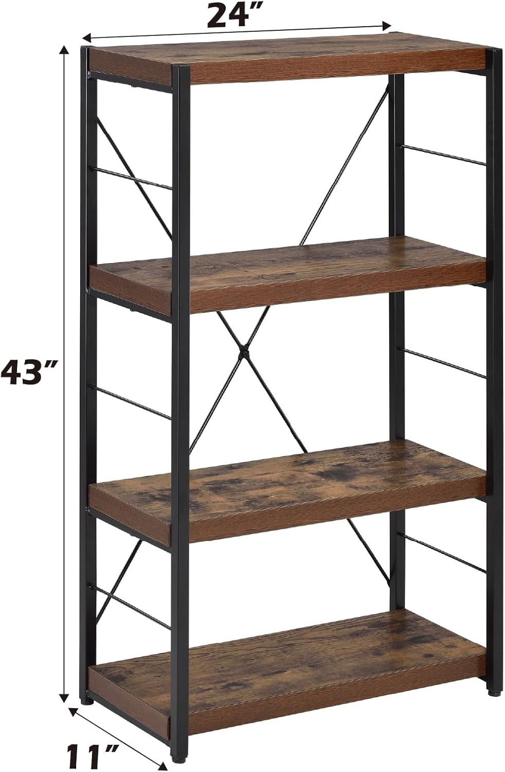 Acme Bob 4 Shelf Wooden Bookcase in Weathered Oak