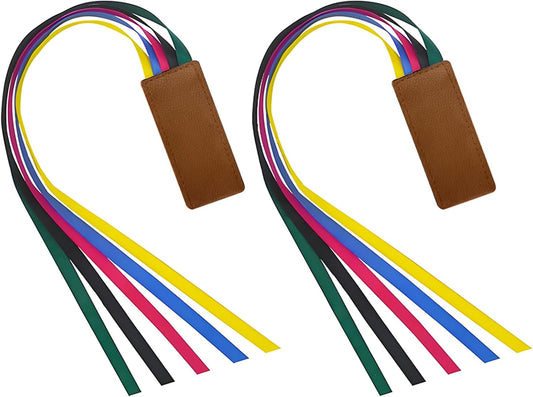 2 Pcs Bible Bookmark, Colorful Ribbon Bookmark, Artificial Leather Bible Ribbons Bookmarks, Page Markers with 5 Ribbons Colors for Books Novel Bible, Reading Lovers Students Teachers, Valentines Gift
