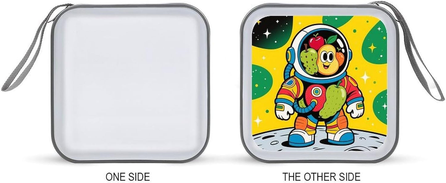 Astronaut CD Case Portable Zipper CD Case 40 Capacity Hard Plastic DVD Cases Holder Large Storage Disc Wallet Bag for Car Home Travel DVD Collection Bag