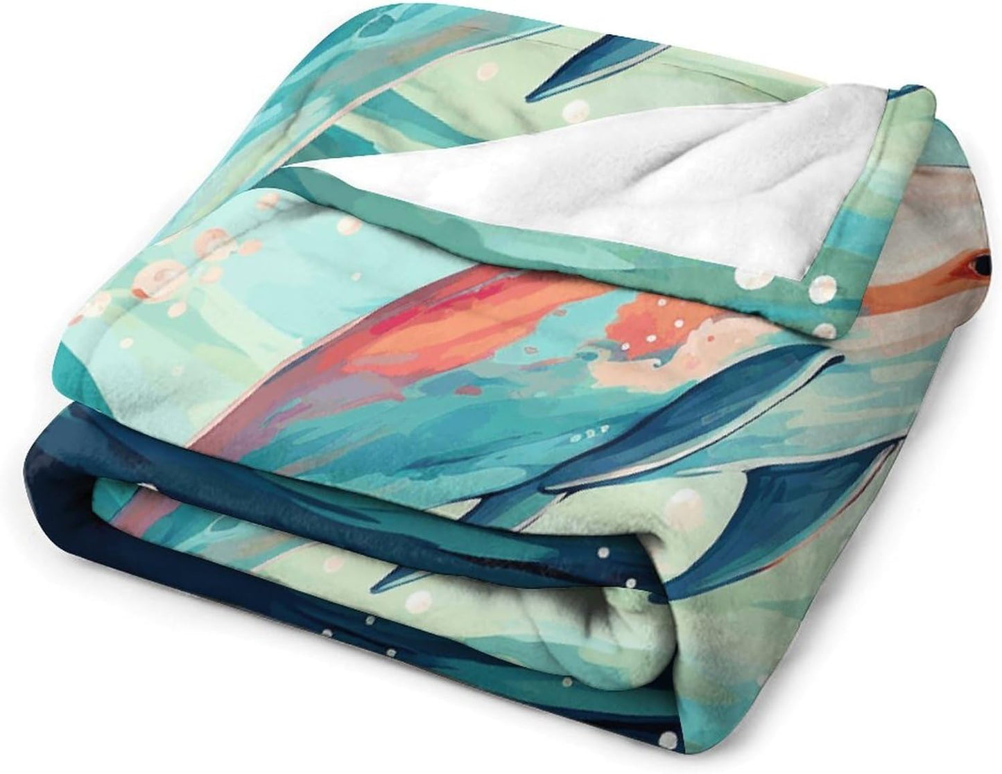 Lovely Dolphins Throw Blanket for Couch Super Soft Warm Lightweight Throw Blankets Cozy Flannel Bed Blanket Cute Decorative Blankets for All Seasons Home Decor Gift 50"*60"（130 * 150cm）
