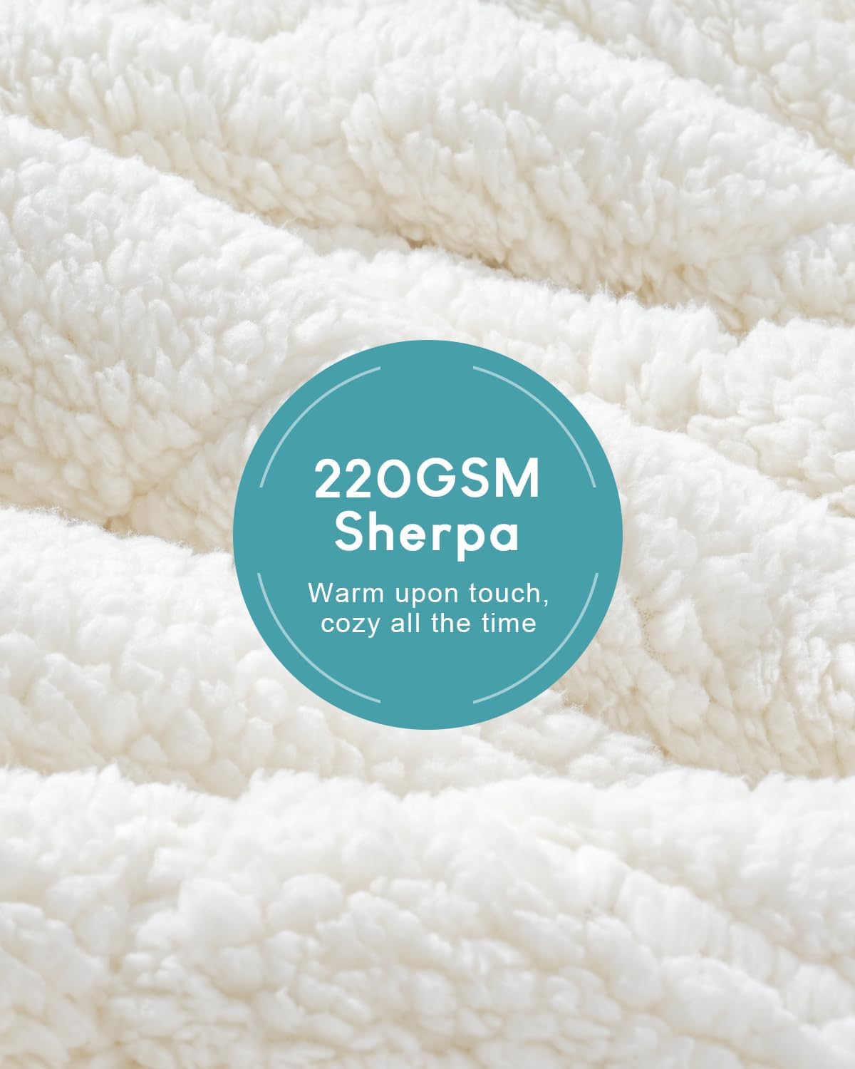Cottonblue Weighted Blanket 15lbs for Twin/Full Ded - Plush Jacquard Sherpa Bed Blanket for Deep Sleep and Relaxation, Heavy Calm Blankets with Glass Beads, 48x72 Inches, Cream White