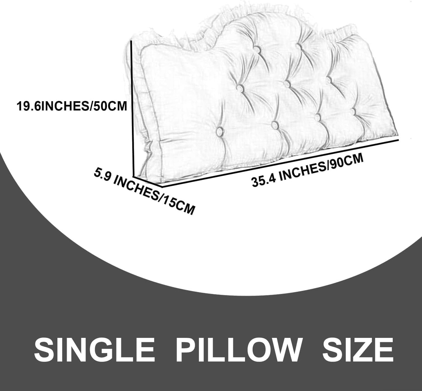Large Reading Pillow Headboard Pillow,Bolster Backrest Pillow Wedge Positioning Support Pillow for Sofa Bed Lumbar Pad(Size:35"/90cm,Color:H)