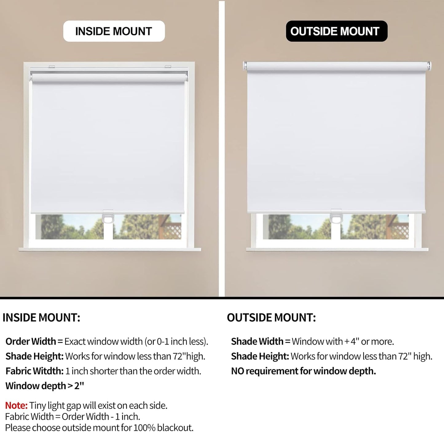 Blackout Roller Shades Blinds Cordless for Windows Pull Down Room Darkening Door Blinds with Thermal Insulated Easy to Install for Living Room,Bedroom,Home,Office,White 27.5" W x 72" H