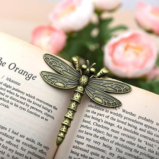 Vintage Book Page Holder Metal Dragonfly Book Clips Bookmark Free Your Hands Book Marker Clip Effortlessly Hold Open While Reading Writing Gift for Book Lovers, Writers