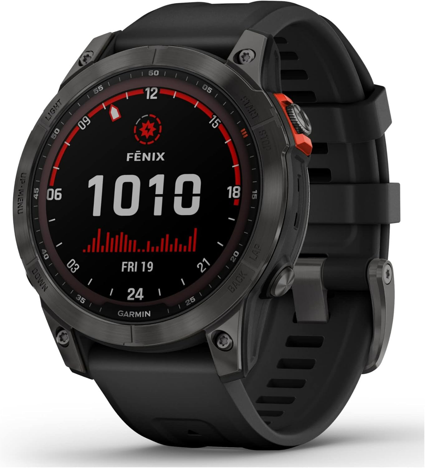 Garmin Fenix 7 Solar, Adventure smartwatch, with Solar Charging Capabilities, Rugged Outdoor Watch with GPS, Touchscreen, Health and Wellness Features, Slate Gray with Black Band