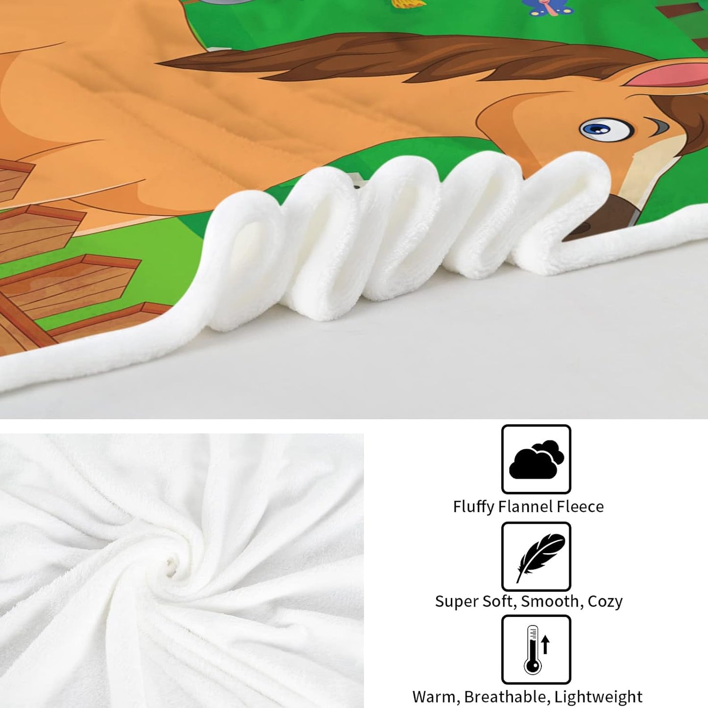 Farm Animal Throw Blanket, Cute Farm Animal Blanket for Kids, Soft Cozy Flannel Farm Dog Pig Lamb Hen Horse Cow Blankets, Fluffy Fleece Cartoon Animal Blanket for Teenagers Girl Boy Gifts, 50x60 Inch