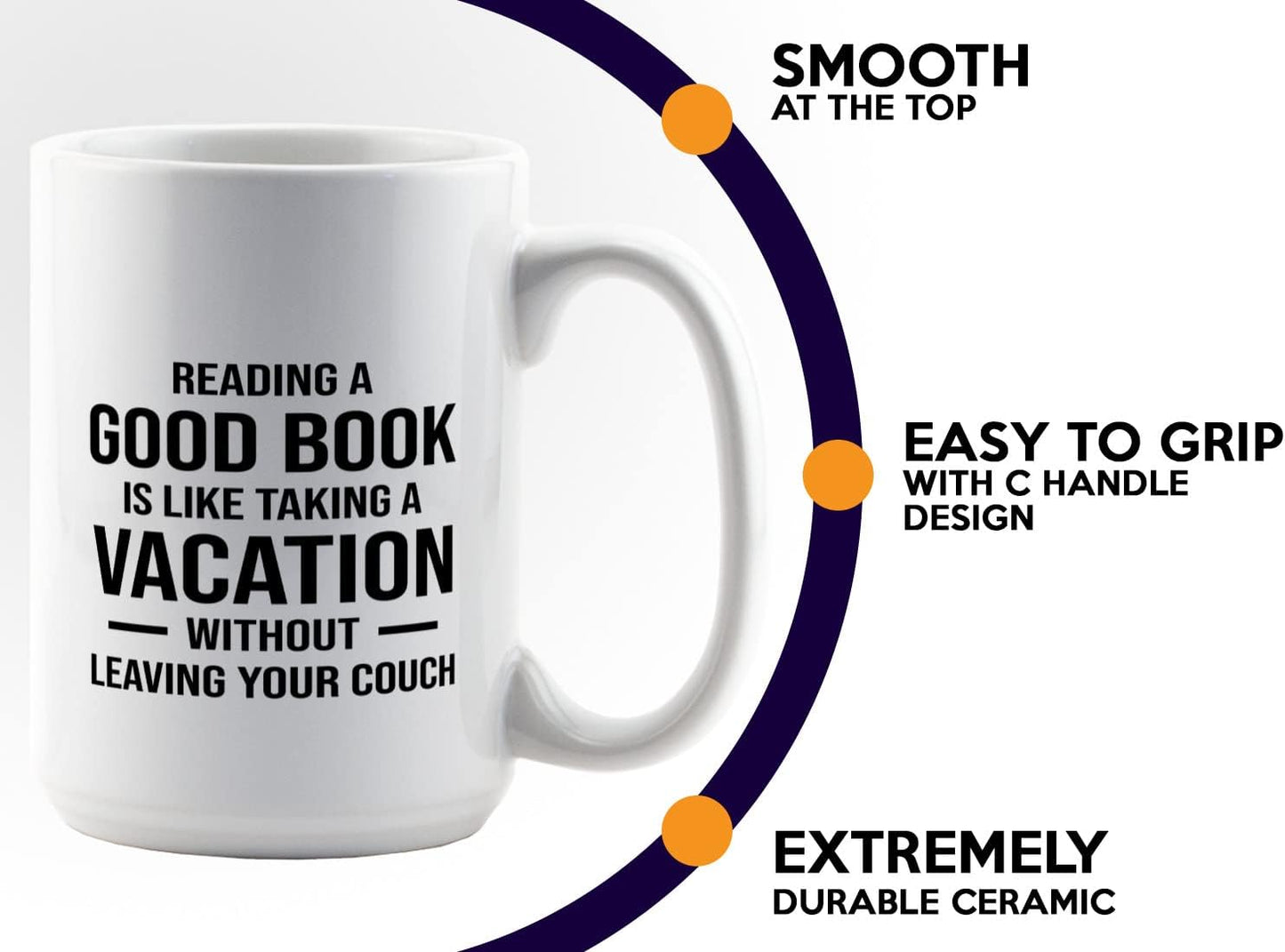 Book Club Coffee Mug 15oz White -Reading a Good Book - Book Lover Gift For Teacher Bibliophile Woman of Letters Bulk Readers Academic