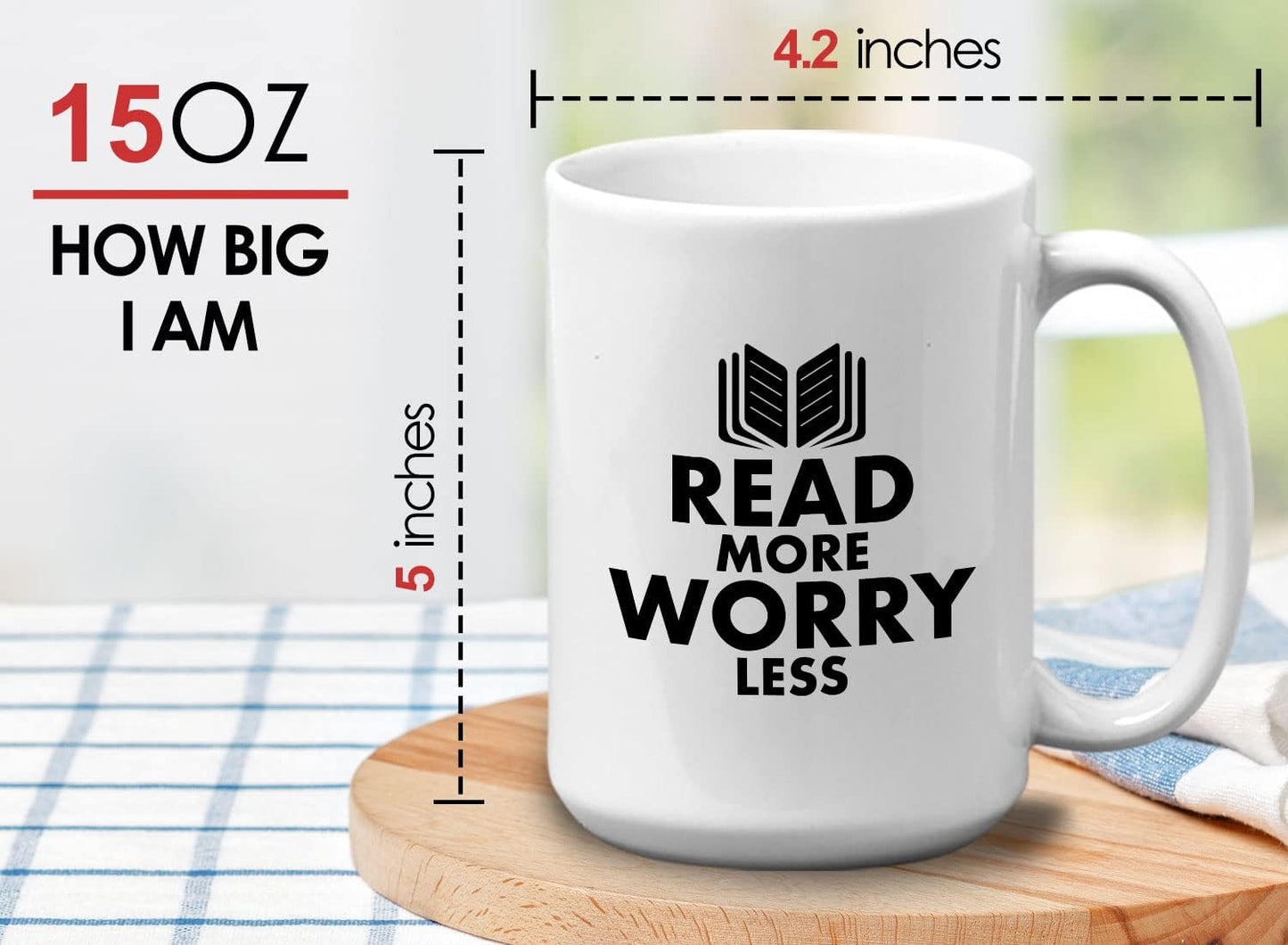 Book Lover Coffee Mug 15oz White - read more - Literary librarian Literature Bookworm Historian Public Library Curator Bibliophile Bibliolater
