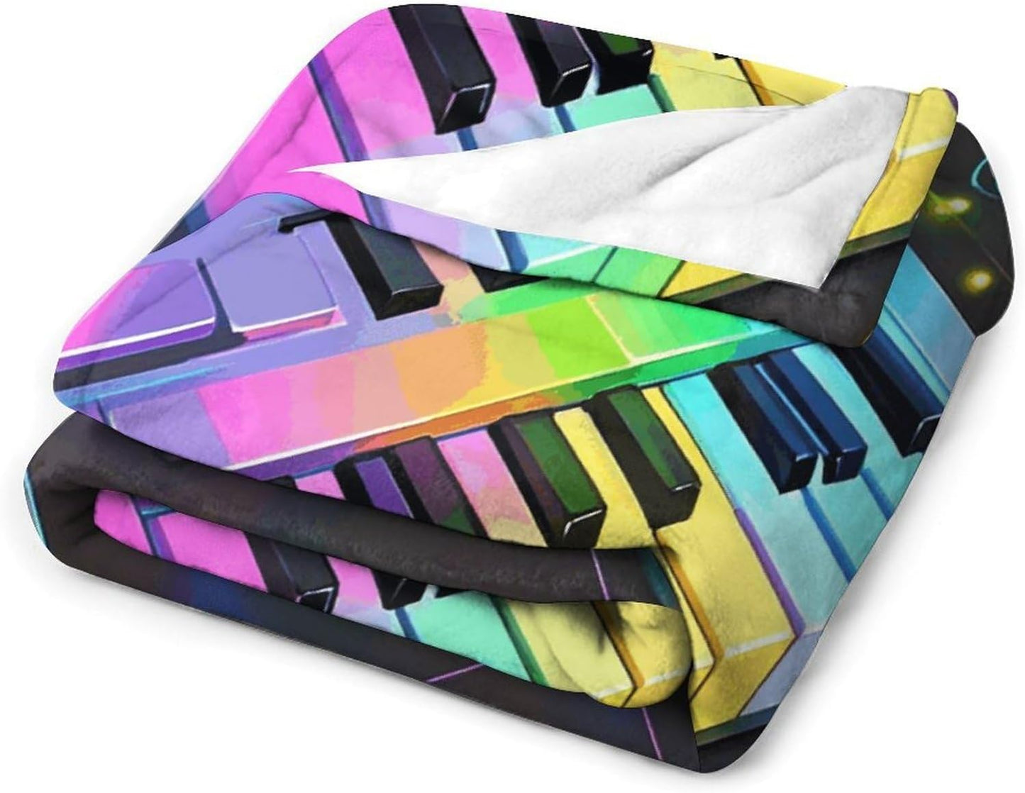 Colorful Piano Keyboard Music Note Blanket Super Soft Lightweight Throw Blanket Cute Cozy Warm Bed Blanket Decorative Fuzzy Blanket All-Season Home Decor Gift for Sofa Couch Living Room 40"*50" （100*1