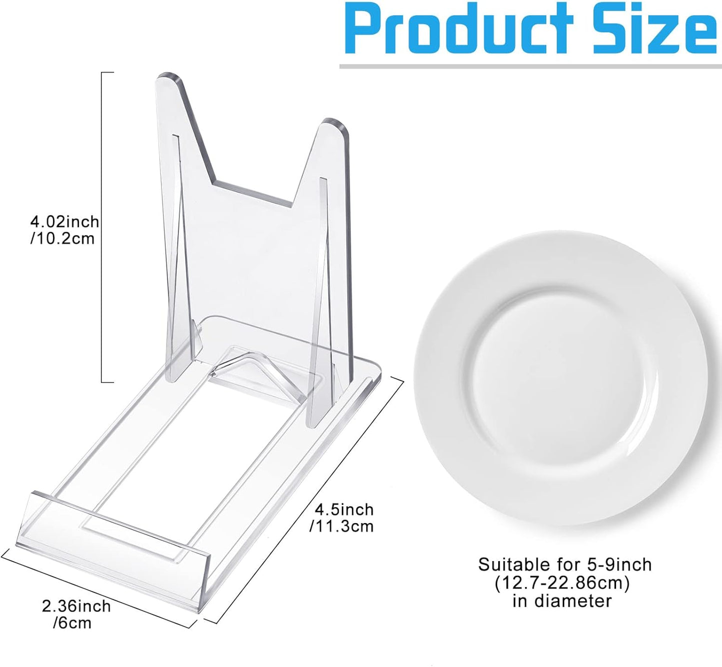 Tuanse 40 Packs Acrylic Plate Stand Clear Display Stand Easel Adjustable Mini Stand Holders for Displaying Plate Picture Book Photo Frame Card Desktop Stand, 4.02" H x 2.36" W