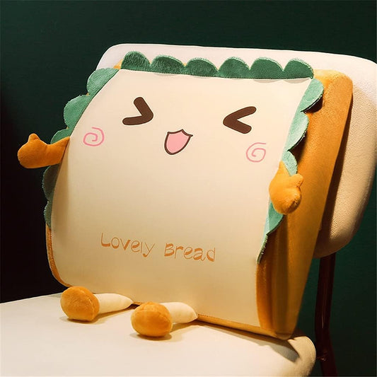 Cartoon ice Silk Cushion Office Lumbar Support Waist car Pillow seat backrest sedentary(Black)