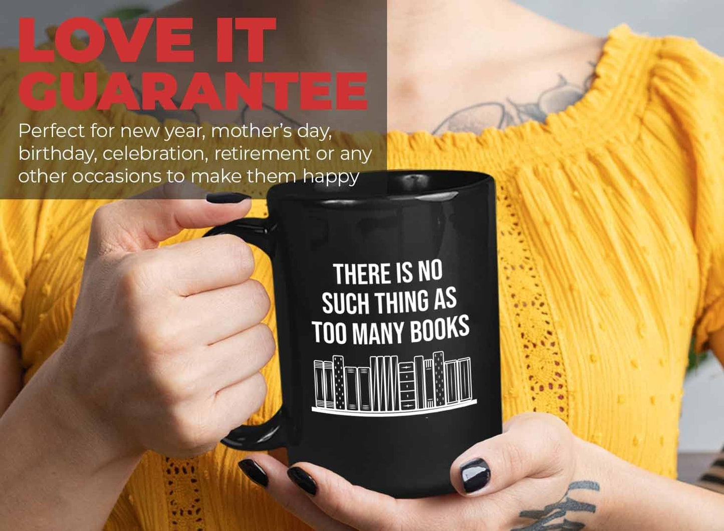 Bubble Hugs Writer Coffee Mug 15oz Black - there is no such thing as too many books - Reading Book Lover for Bookworm Bibliophile Librarians Author Readers Bookish