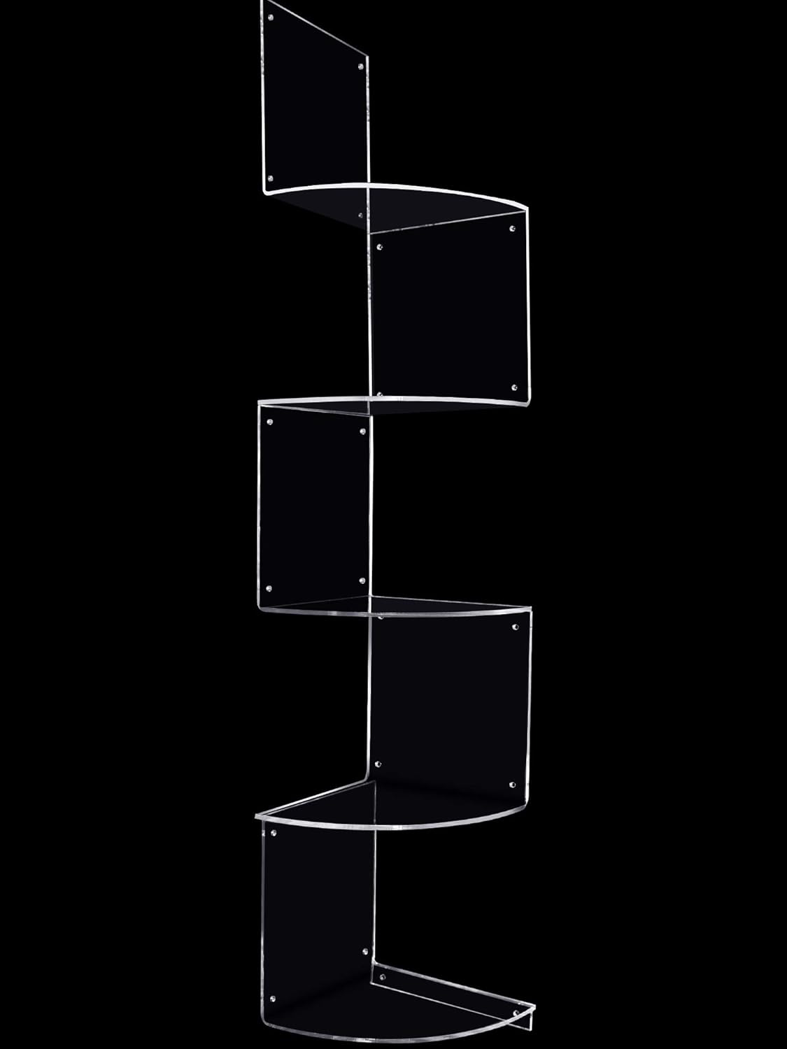 5 Tier Corner Shelf Wall Mount Floating Acrylic Corner Shelves Easy to Assemble Corner Bookshelf, Plant Shelf Wall Organizer Storage for Bedroom, Bathroom, Kitchen, Office, Home, Living Room(Clear)
