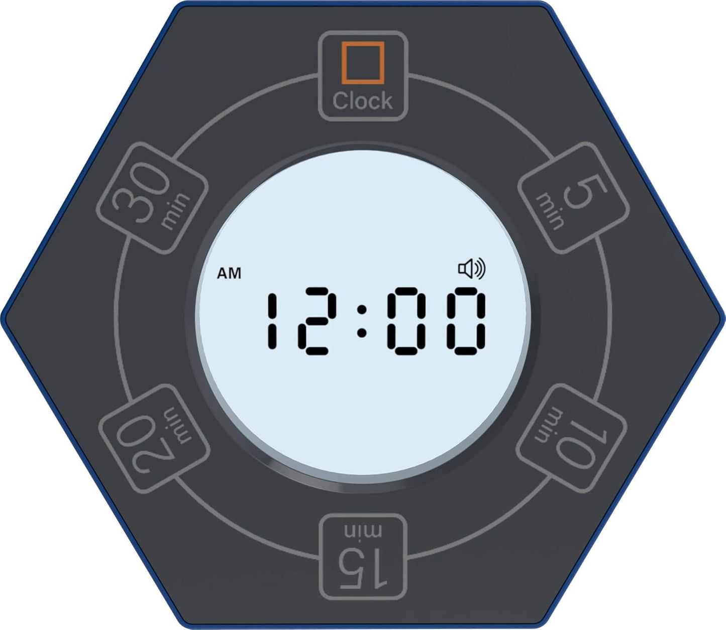 Hexagon Rotating Productivity Clock, Pomodoro Timer with 5, 10, 15, 20, 30 Minute Presets, Timer for People with ADHD (Blue)