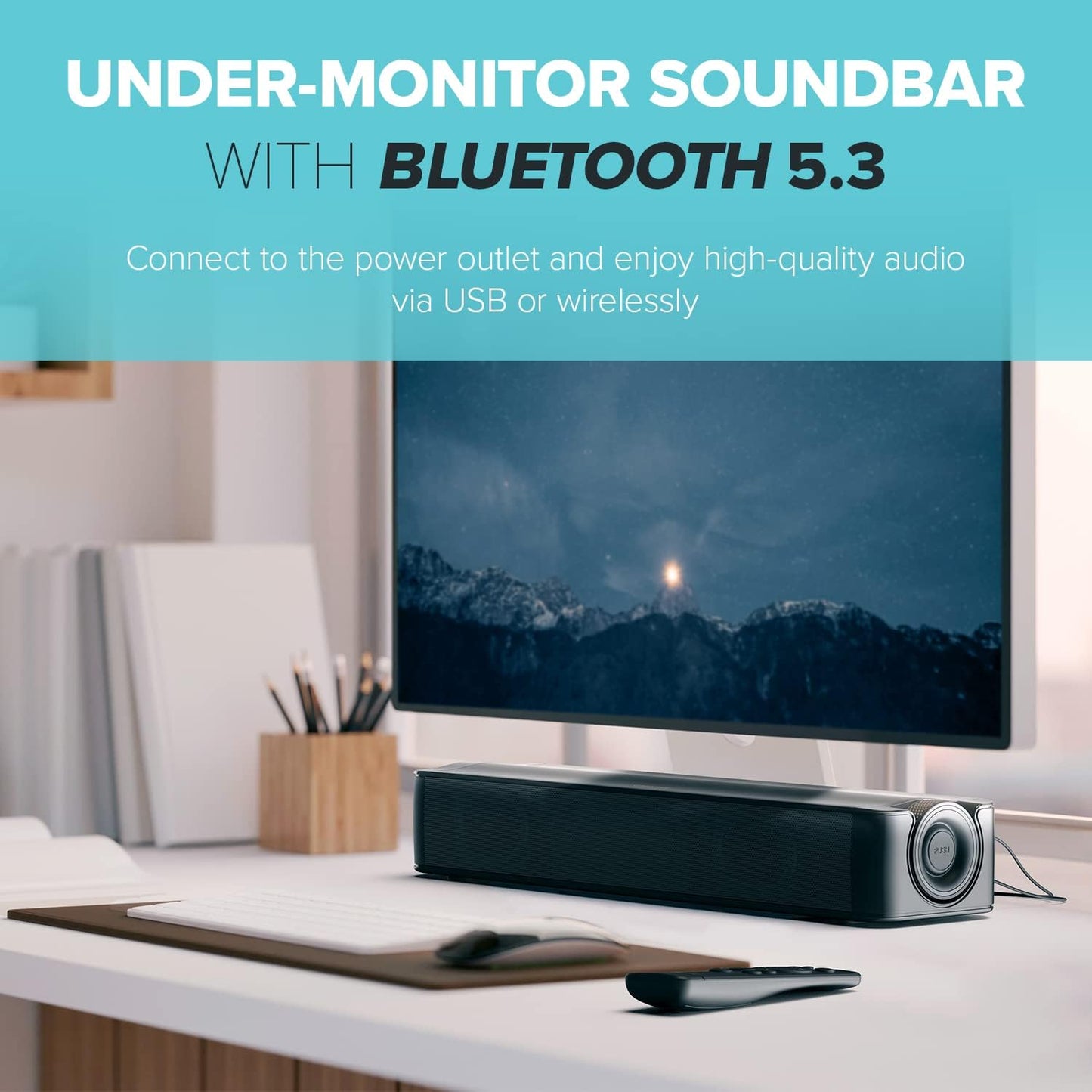 Creative Stage SE 2.0 Bluetooth Sound Bar Speaker - Black - Under Monitor - USB - 1 Pack