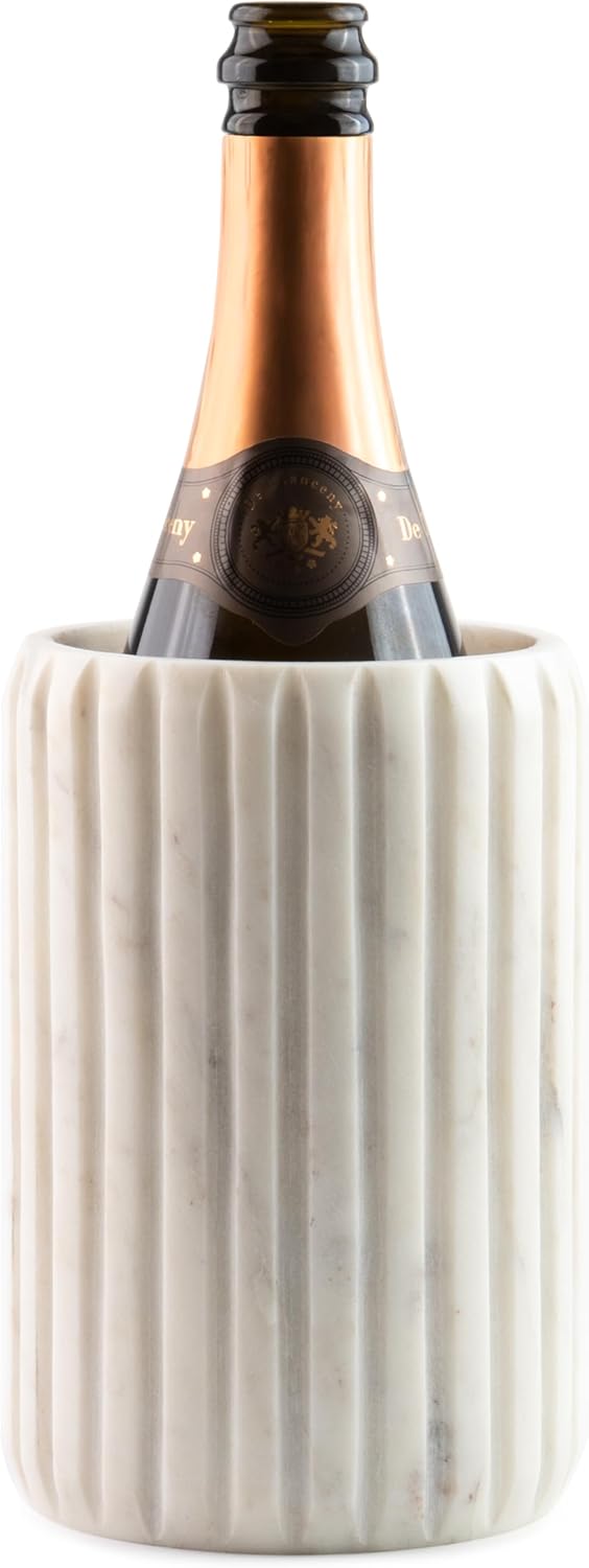 Cork & Mill Marble Wine Chiller, Champagne Bucket for Parties, Bottle Cooler for Dining Tables, Outdoor Patios and More - Handcrafted Natural Stone Bottle Holder - Keeps White Wine or Champagne Cold