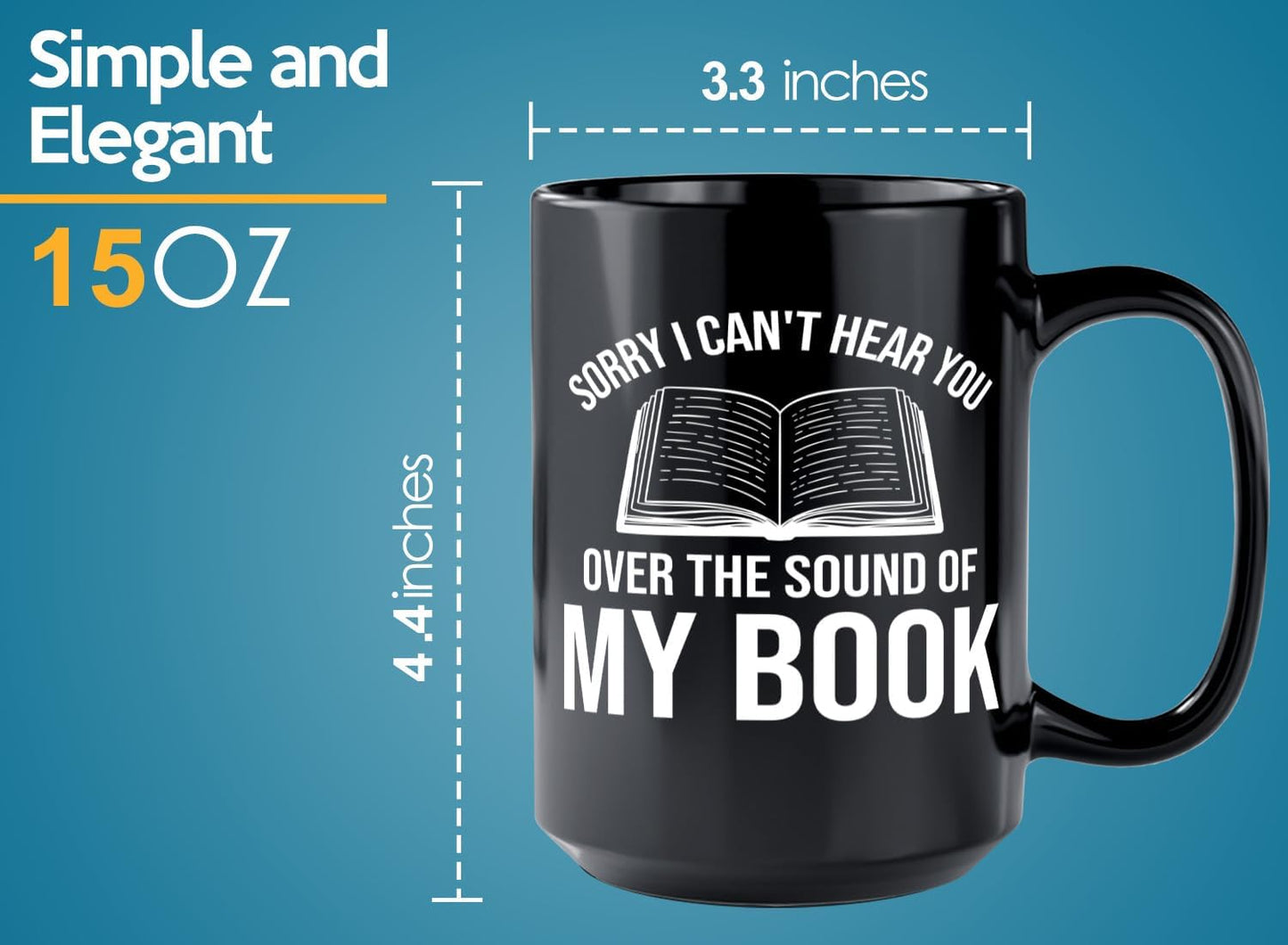 Book Lover Coffee Mug 15oz Black -Sorry I cant - Bookworm Literature Library Book Lover Reader Booked Editor Intellectual Studious