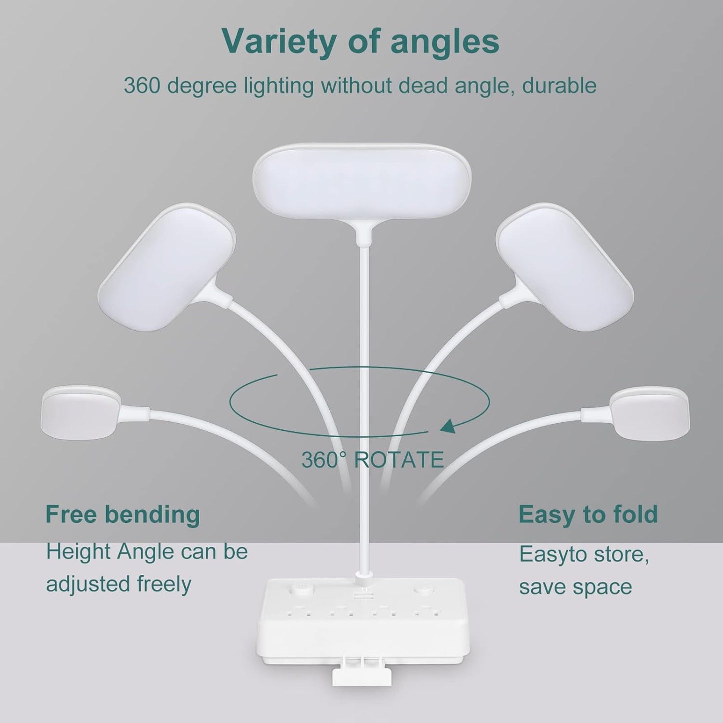 LED Desk Lamp, Power Outlet with Dimming Night Light Desk Light,Table Lamps 3 Lighting Modes Desktop Charging Extension Lead 4 AC Power Outlet and 2 USB Charging Ports for Travel Home Office
