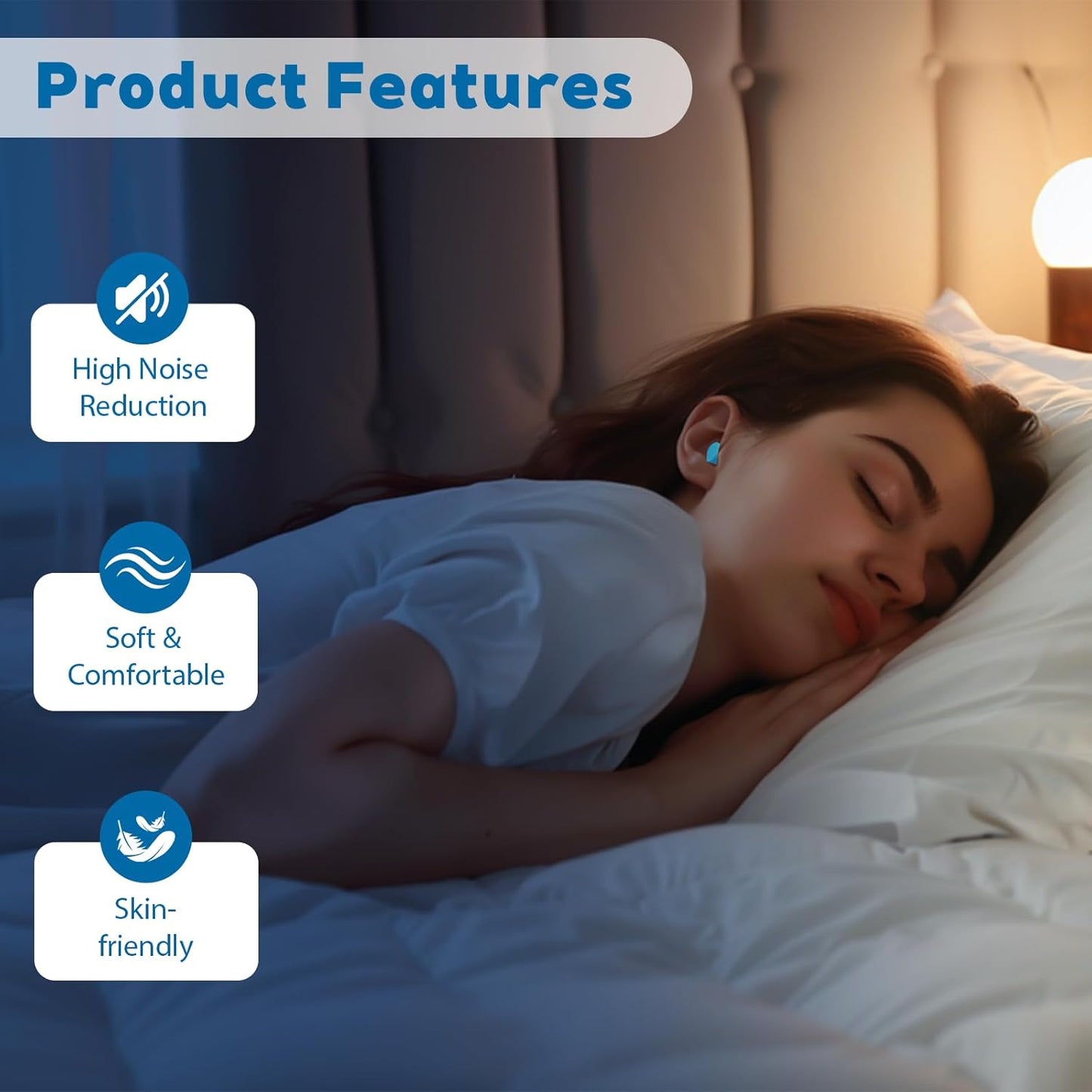 Ear Plugs for Sleeping Noise Cancelling - 42Pairs Foam Ear Plugs Noise Reduction, 40dB EarPlugs for Snoring, Traveling, Shooting, Sound Blocking Hearing Protection - Blue with 2 Travel Package
