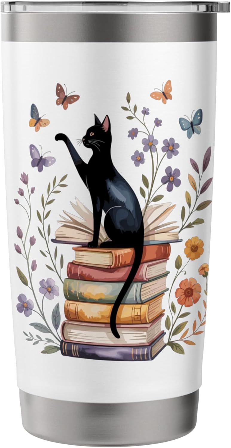 Just One More Chapter Reading Dark Romance Cat Book Lover Stainless Steel Insulated Tumbler