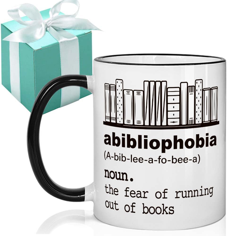 Funny Abibliophobia Mug - Book Lover Gifts for Women Men - Book Lover Mug - Funny Christmas Gifts for Librarian Reader 11OZ