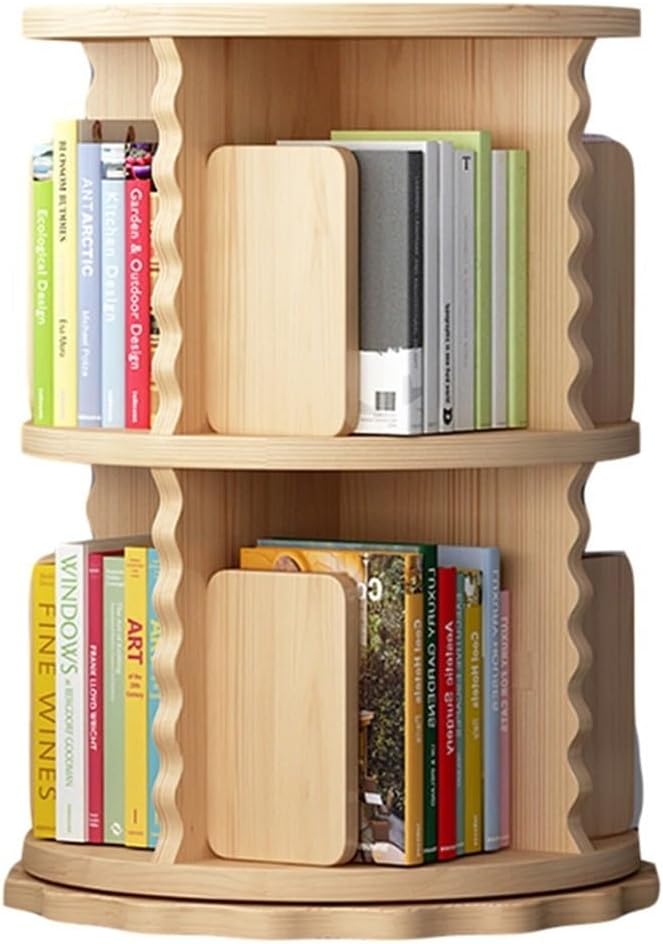 6 Tier 360° Rotating Bookshelf for Small Space Wood Floor Standing Bookcase Storage Rack - Ideal for Kids' Room StudyRoom Bedroom - Organize with Style!