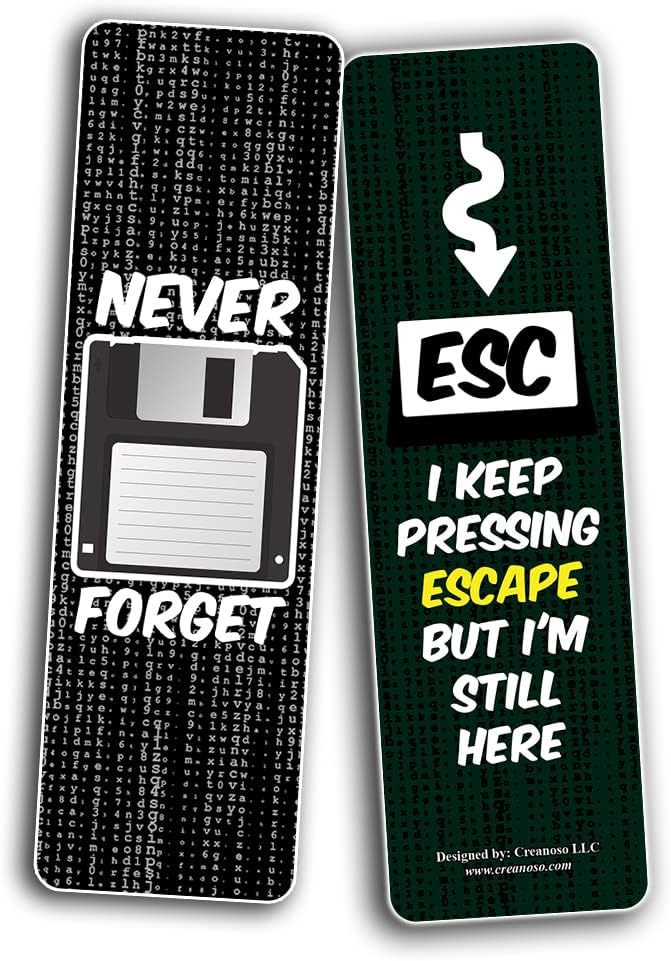 Creanoso Funny Computer Novelty Adult Humor Bookmarks (2-Sets X 6 Cards) – Daily Inspirational Card Set – Interesting Book Page Clippers – Great Gifts for Adults and Professionals