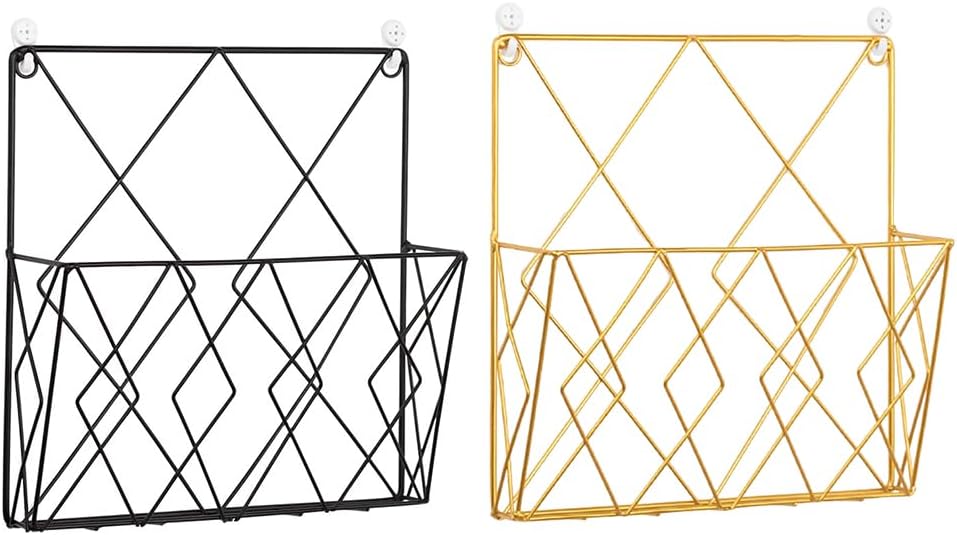 Wall Mounted Magazine File Rack Organizer, Hanging Document Rack, Metal Wire Wall Mounted Magazine Folder Holder Rack for Magazines Novels Recipes
