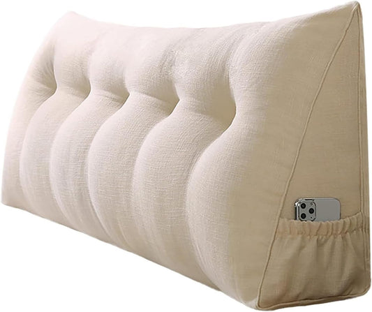 Headboard Pillow,Large Wedge Pillow Decorative Body Throw Pillows Bed Backrest Reading Bolster Lumbar Cushion for Sofa Bed(Size:80x50x20cm,Color:A)